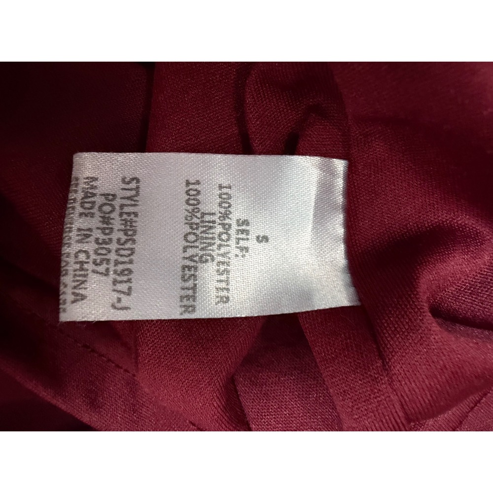 JessaKae Burgundy Satin Wrap Midi Dress Short Sleeve Wine PSD1917-J Small - Picture 6 of 9